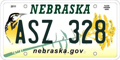 NE license plate ASZ328