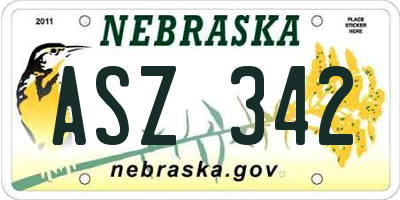 NE license plate ASZ342