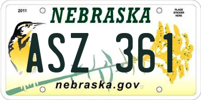 NE license plate ASZ361