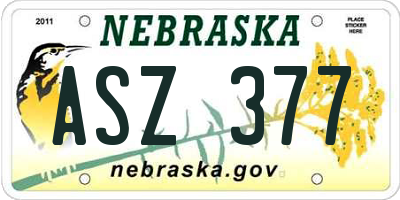 NE license plate ASZ377