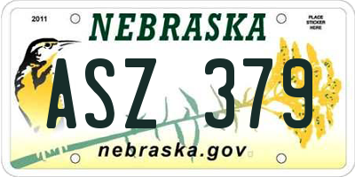 NE license plate ASZ379