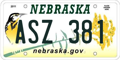 NE license plate ASZ381