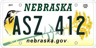 NE license plate ASZ412