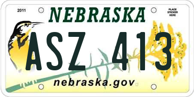NE license plate ASZ413