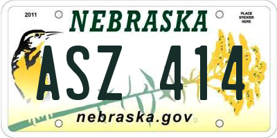 NE license plate ASZ414