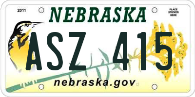 NE license plate ASZ415
