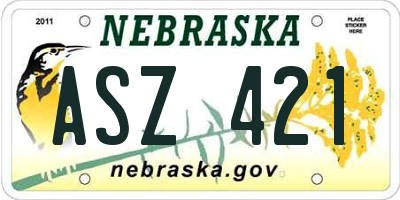 NE license plate ASZ421