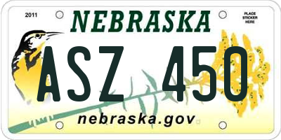 NE license plate ASZ450