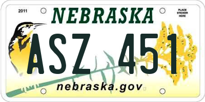 NE license plate ASZ451