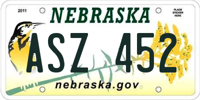 NE license plate ASZ452