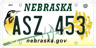 NE license plate ASZ453