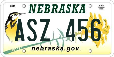 NE license plate ASZ456