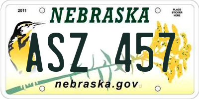 NE license plate ASZ457