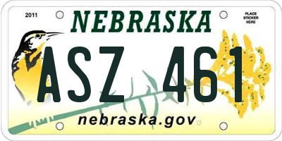 NE license plate ASZ461