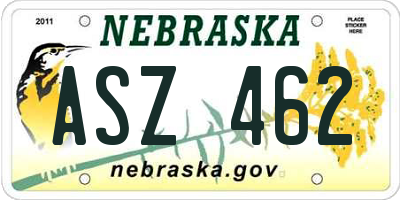 NE license plate ASZ462