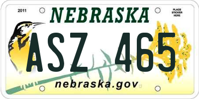 NE license plate ASZ465