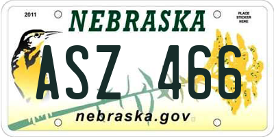 NE license plate ASZ466
