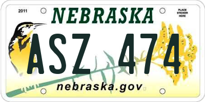 NE license plate ASZ474