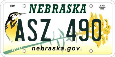 NE license plate ASZ490