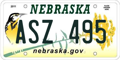 NE license plate ASZ495