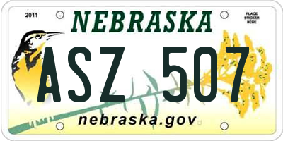 NE license plate ASZ507