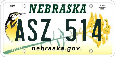NE license plate ASZ514