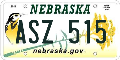 NE license plate ASZ515