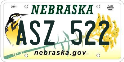 NE license plate ASZ522