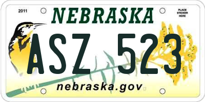 NE license plate ASZ523