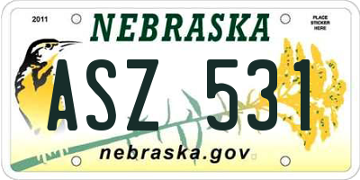 NE license plate ASZ531