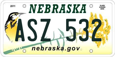 NE license plate ASZ532