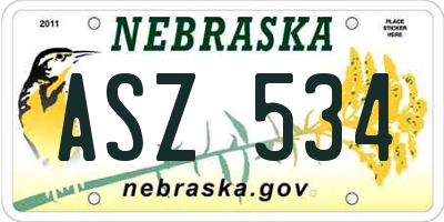 NE license plate ASZ534