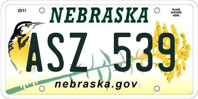 NE license plate ASZ539