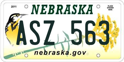 NE license plate ASZ563