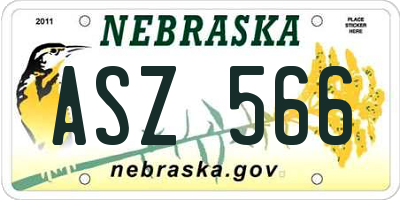 NE license plate ASZ566