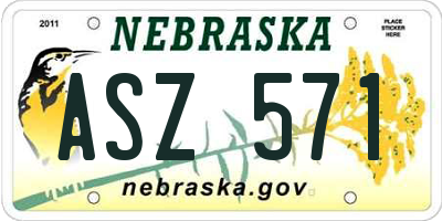 NE license plate ASZ571