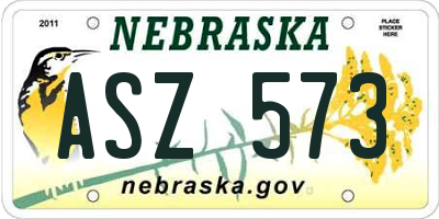 NE license plate ASZ573