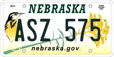 NE license plate ASZ575