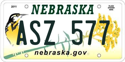 NE license plate ASZ577
