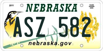 NE license plate ASZ582