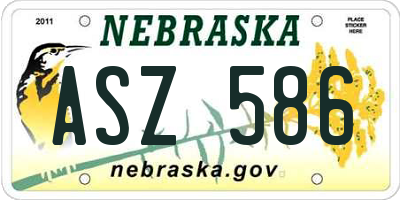 NE license plate ASZ586