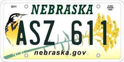 NE license plate ASZ611