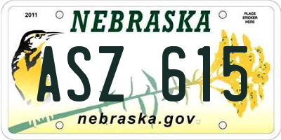 NE license plate ASZ615