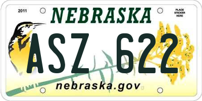 NE license plate ASZ622