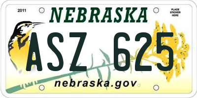 NE license plate ASZ625