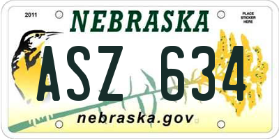 NE license plate ASZ634
