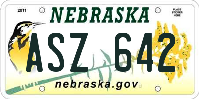 NE license plate ASZ642