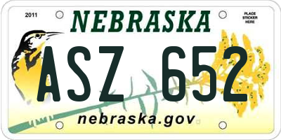 NE license plate ASZ652