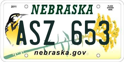 NE license plate ASZ653