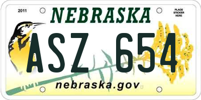 NE license plate ASZ654